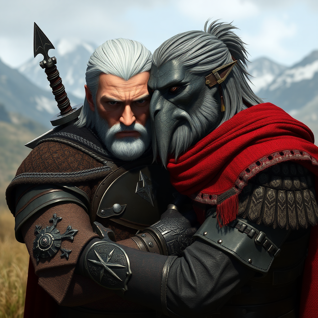 Geralt and Siri from the Witcher 3 game.