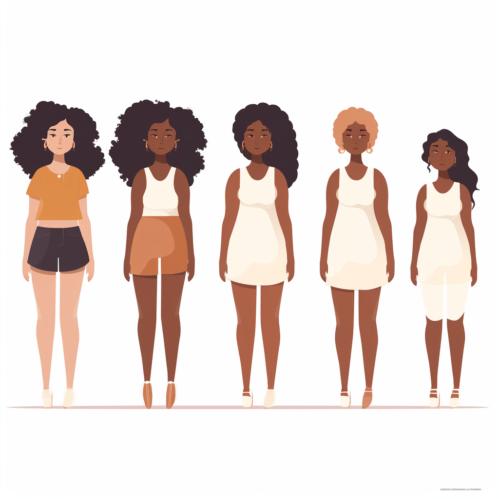 Vector Illustration of Girls of different ages and races