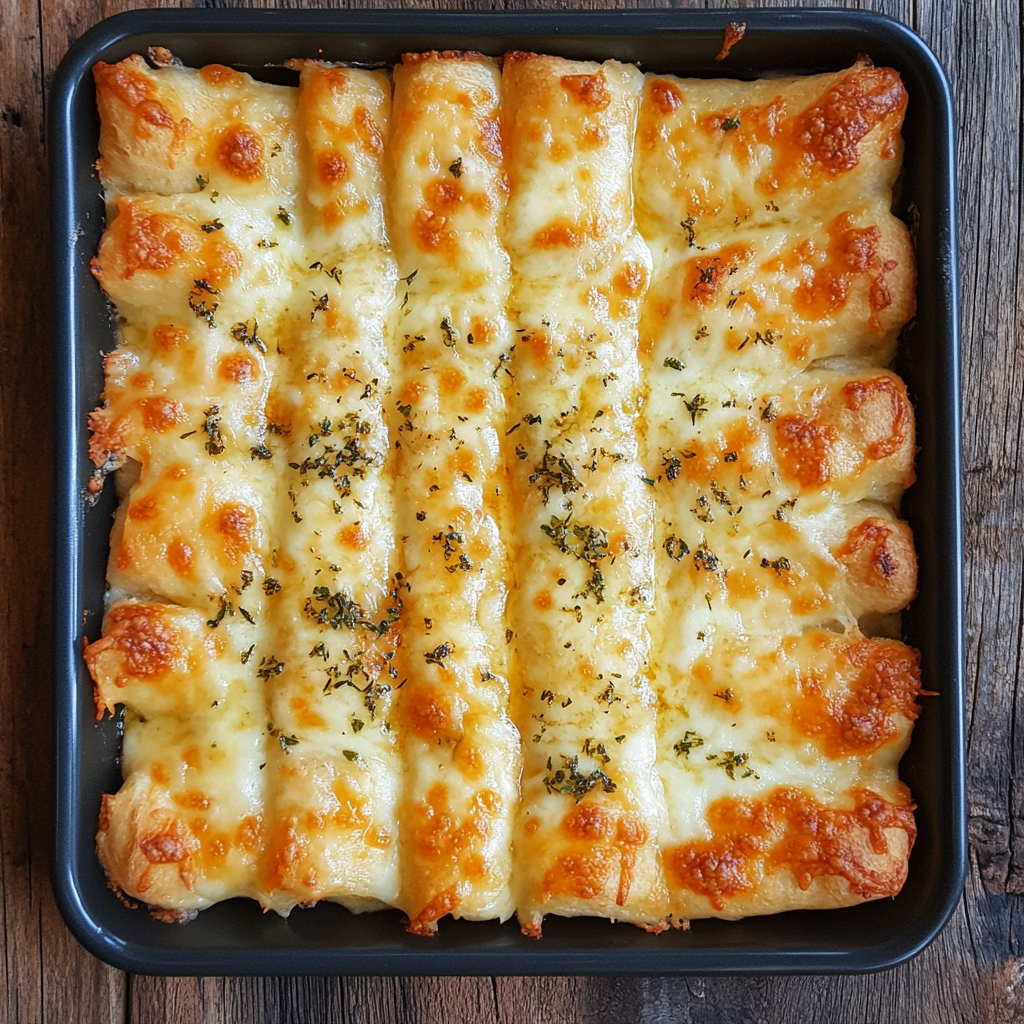 Golden Cheesy Breadsticks with Melted Cheese