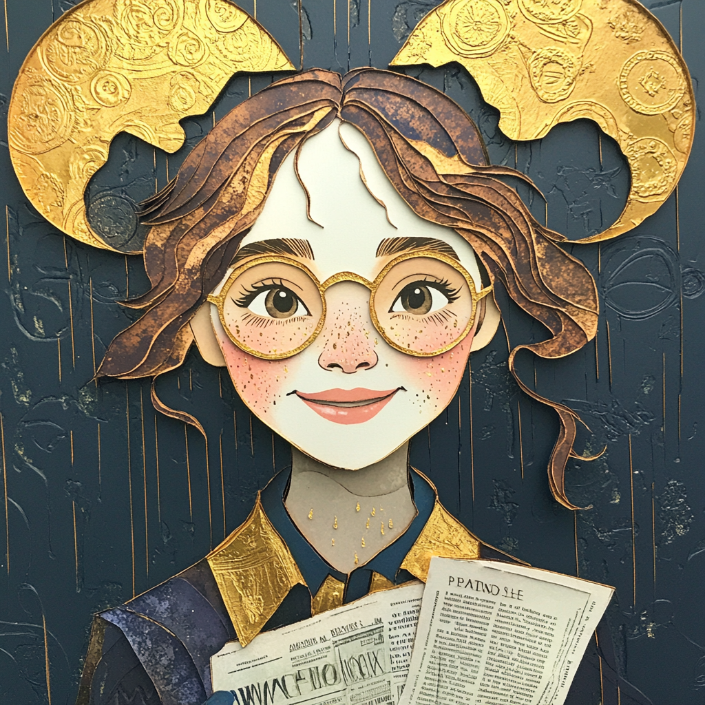Golden Luna Lovegood Fantasy Paper-Cut Portrait