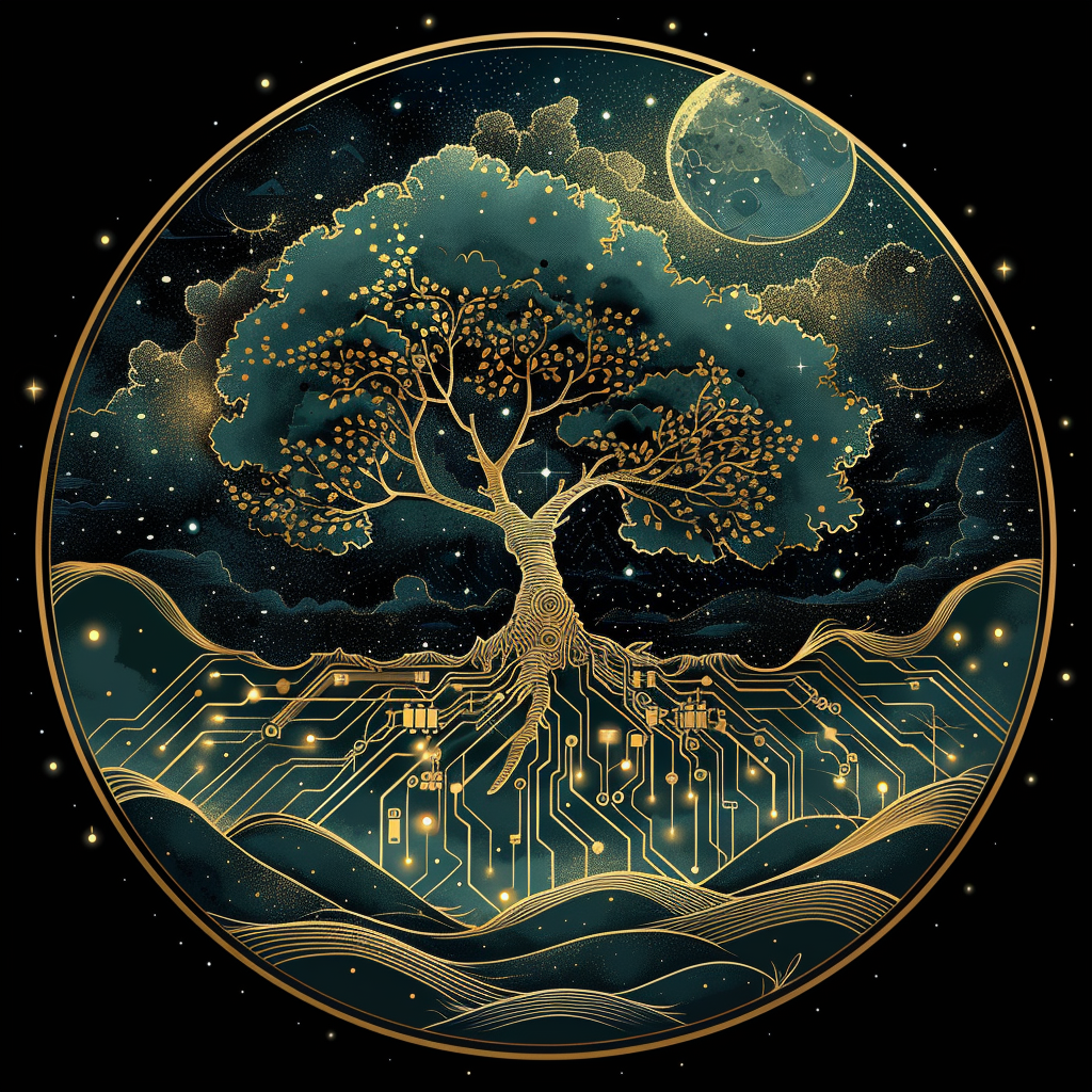 Golden Tree Symbolizing Balance in Universe