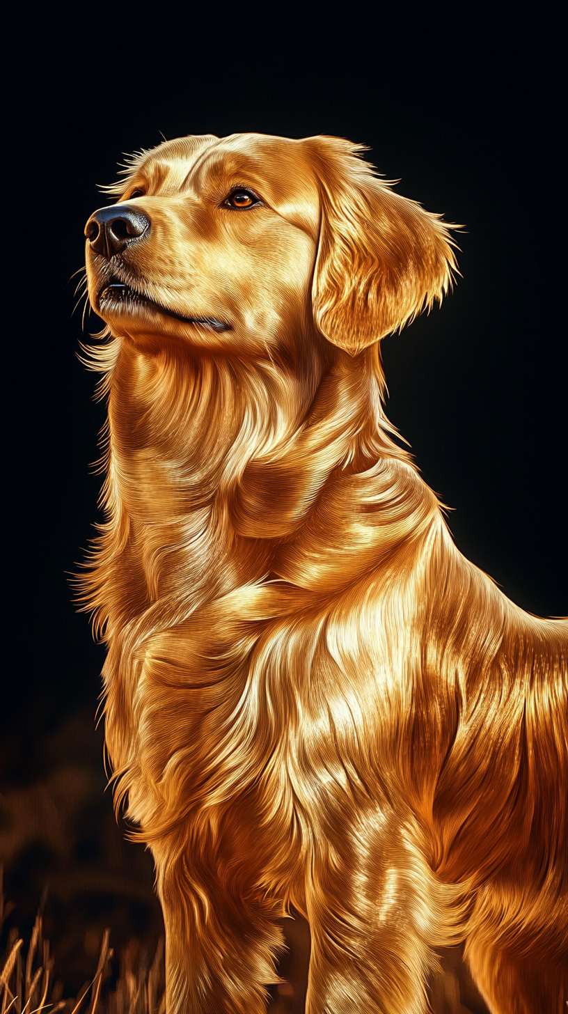 Golden-coated dog looking regal in high-quality lighting.