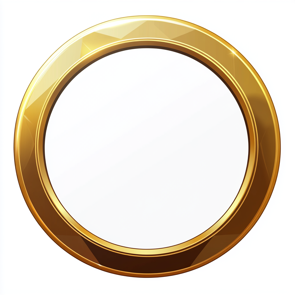 Golden metal RPG game token on white background.