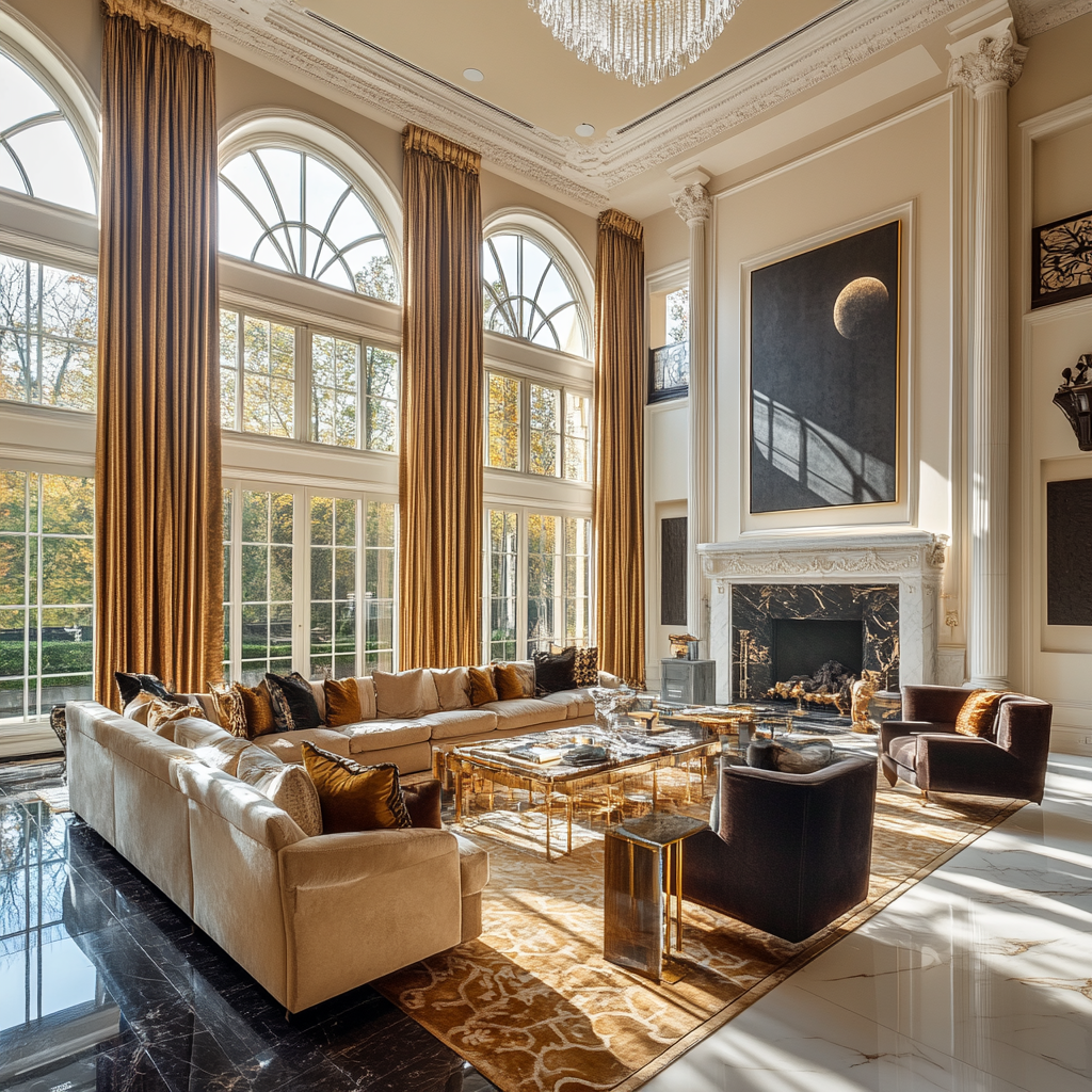 Grand, Luxurious Living Room in a Mansion