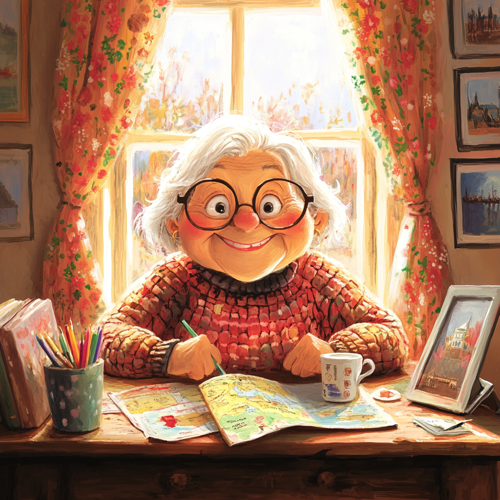 Granny's Retirement Adventures: A Cozy Desk Scene