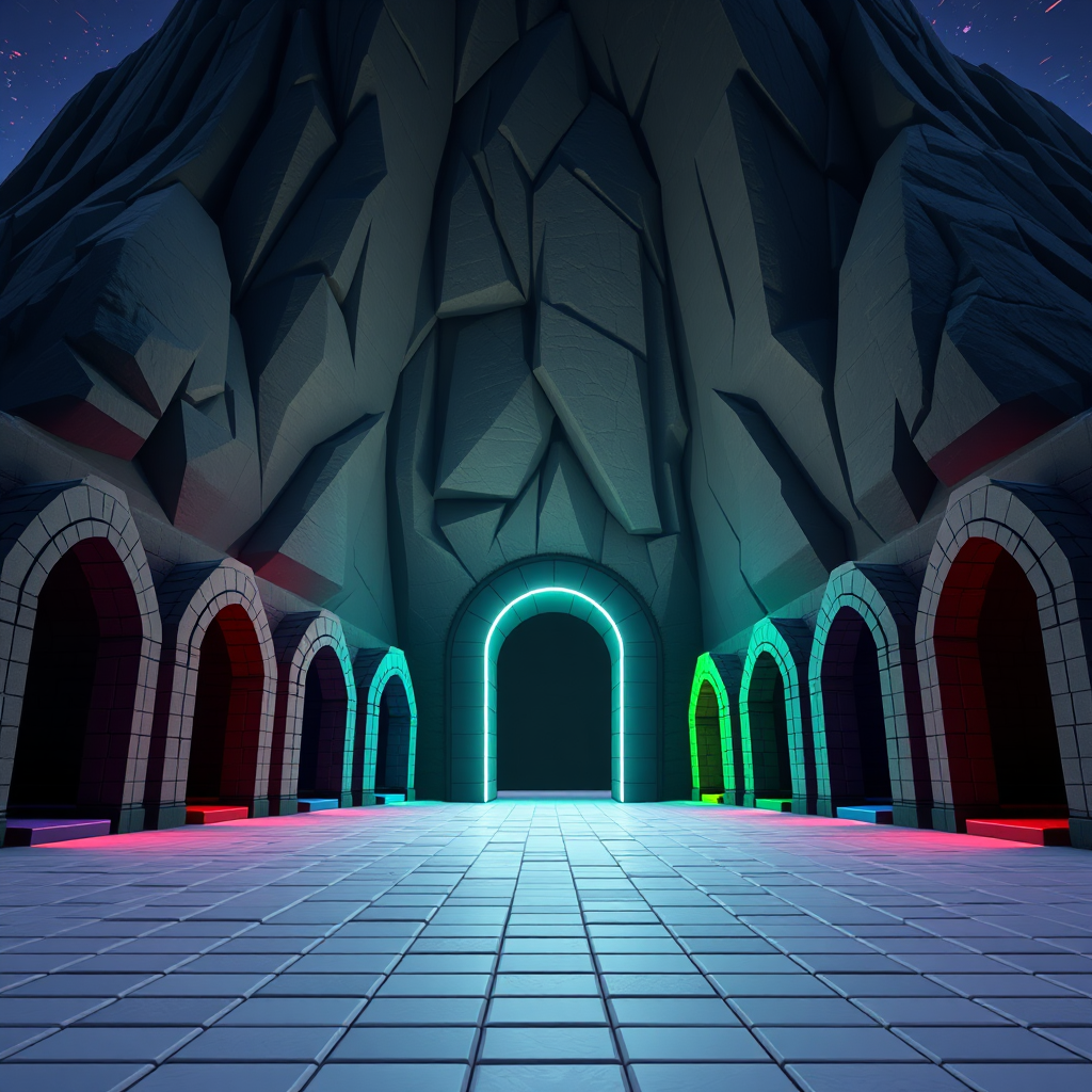 Graphic Style Fortnite-Inspired Mountain Tunnels