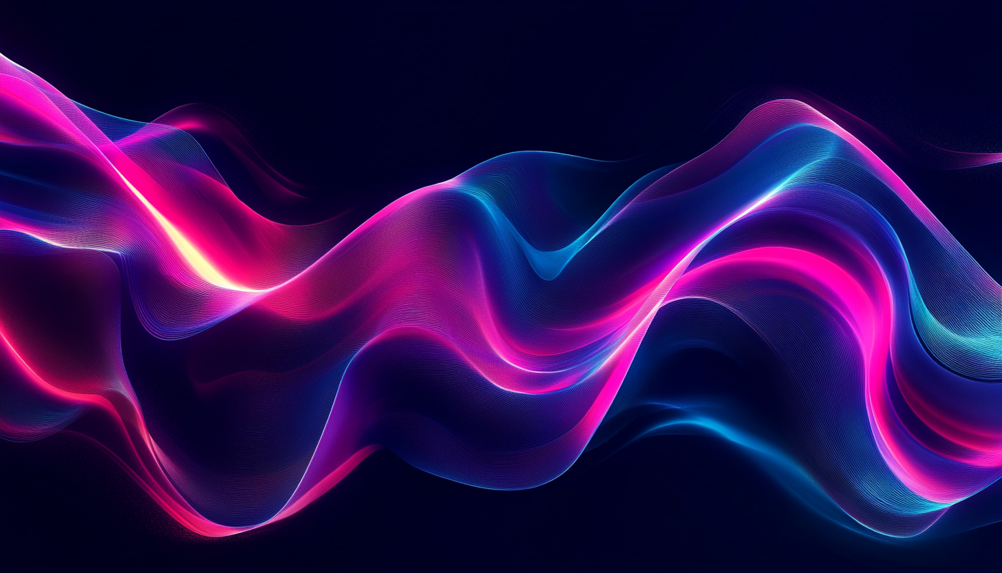 Graphic design with glowing lines and shapes evokes creativity.