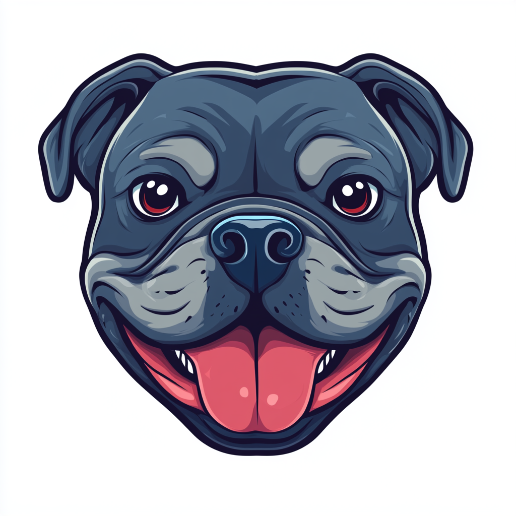 Gray and blue bulldog mascot with tongue