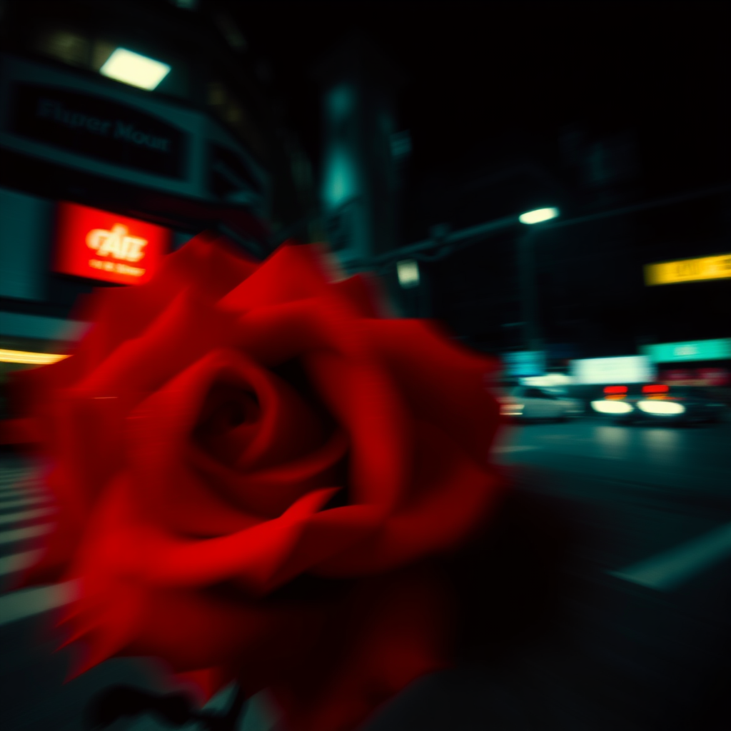 Griffin in Motion amidst Red Rose Chaos