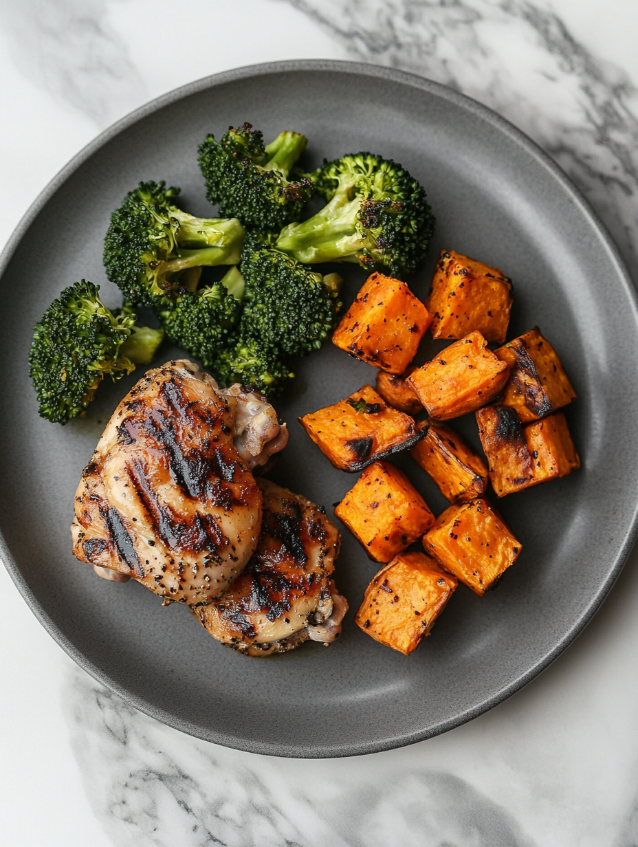 Grilled Chicken Plate on Marble Table