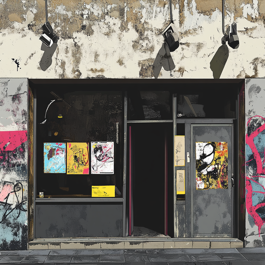 Grunge Punk Restaurant with Graffiti and Yellow Accents