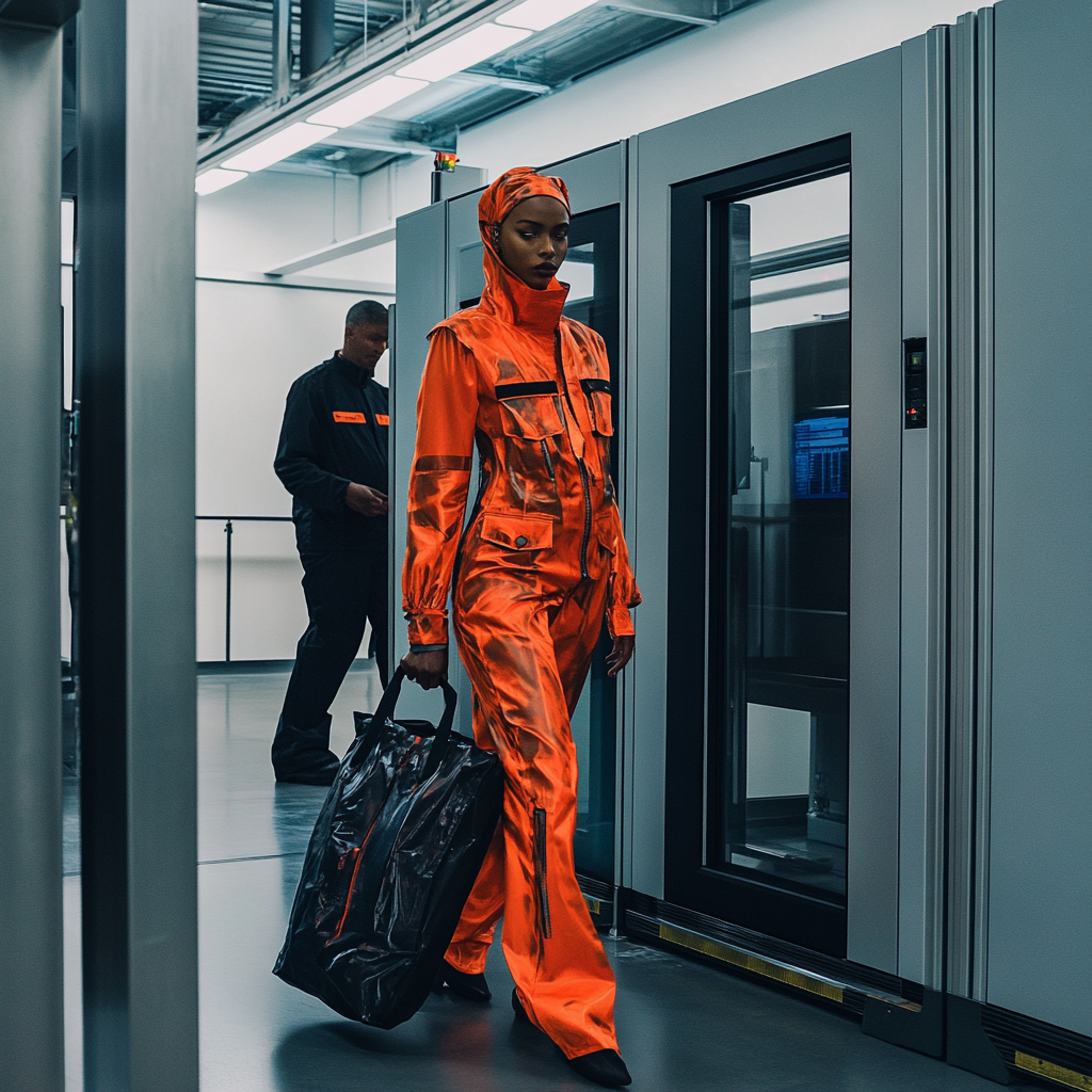 Guard scanning luggage at airport security checkpoint