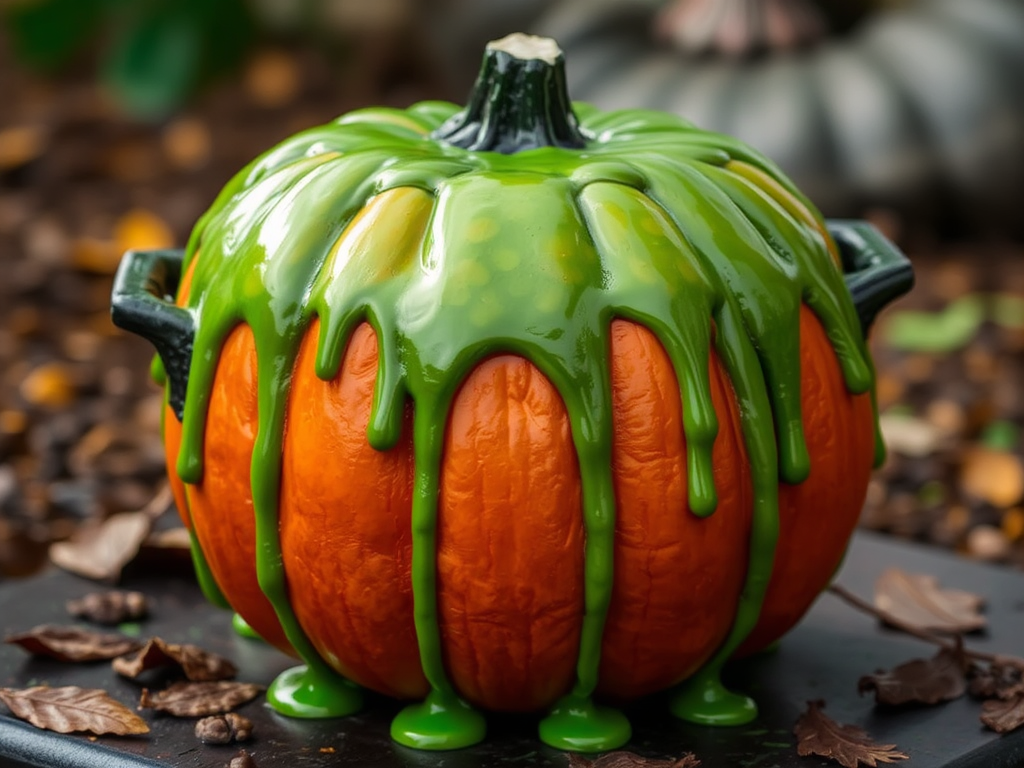 Halloween Pumpkin Looks Like Melting Witch's Cauldron