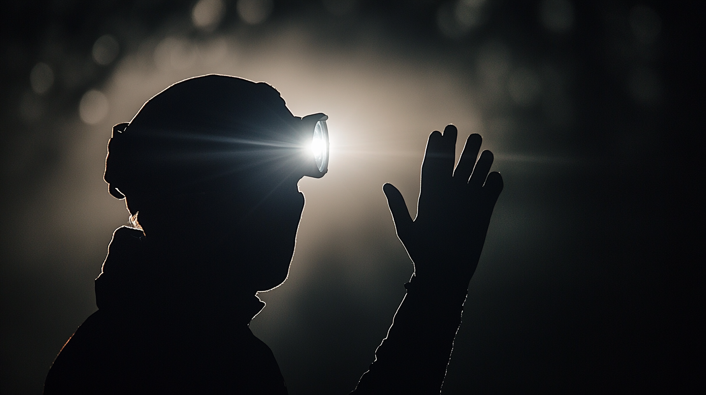 Hand waves near headlamp, activating in dark