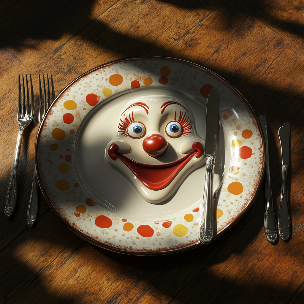 Happy Clown Style Dining Table Setting With Sunlight