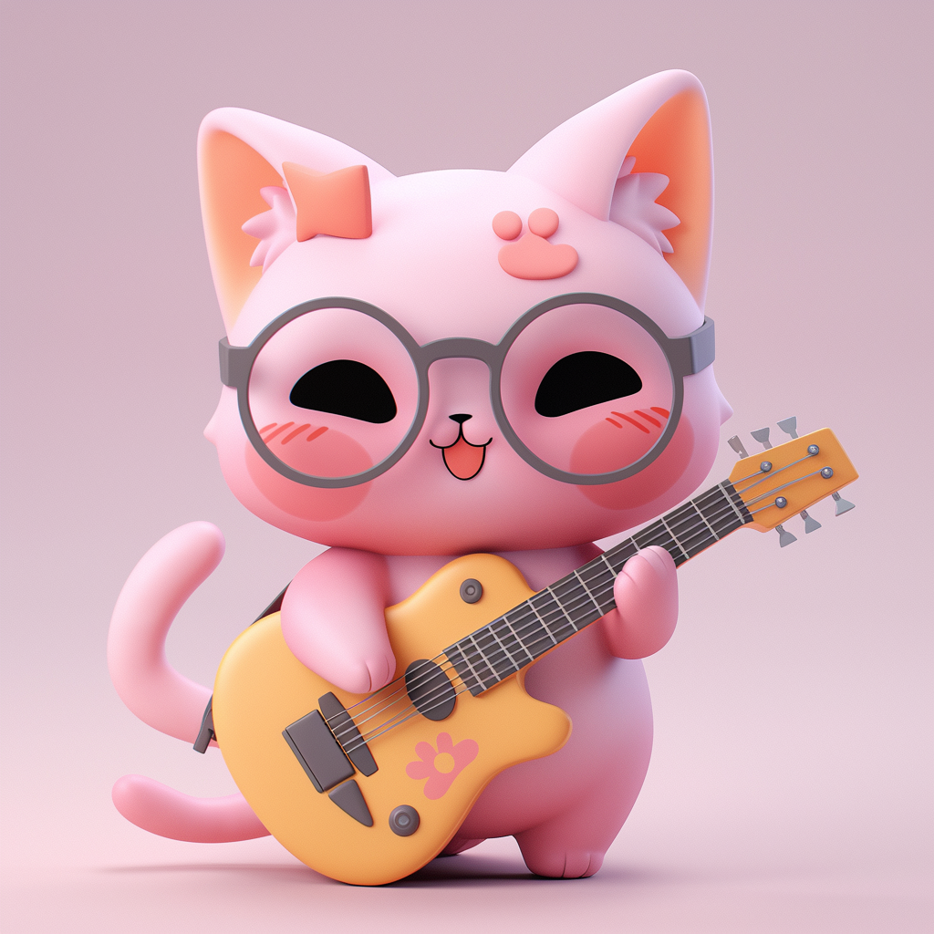 Happy Rockstar Cat Plushie in Dynamic Pose