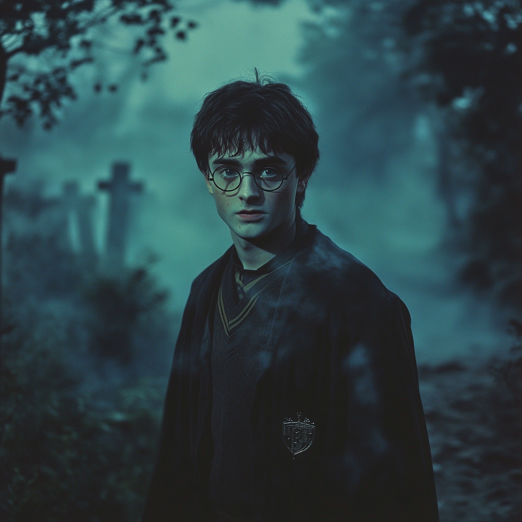 Harry Potter in Misty Graveyard: 1950's Style