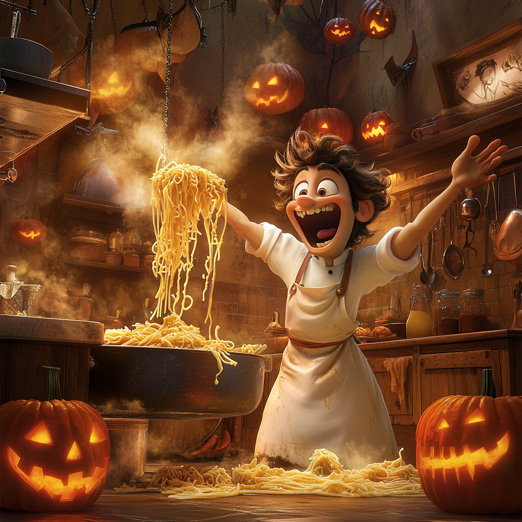 Haunted Kitchen Madness: Italian Chef's Spooky Pasta Adventure