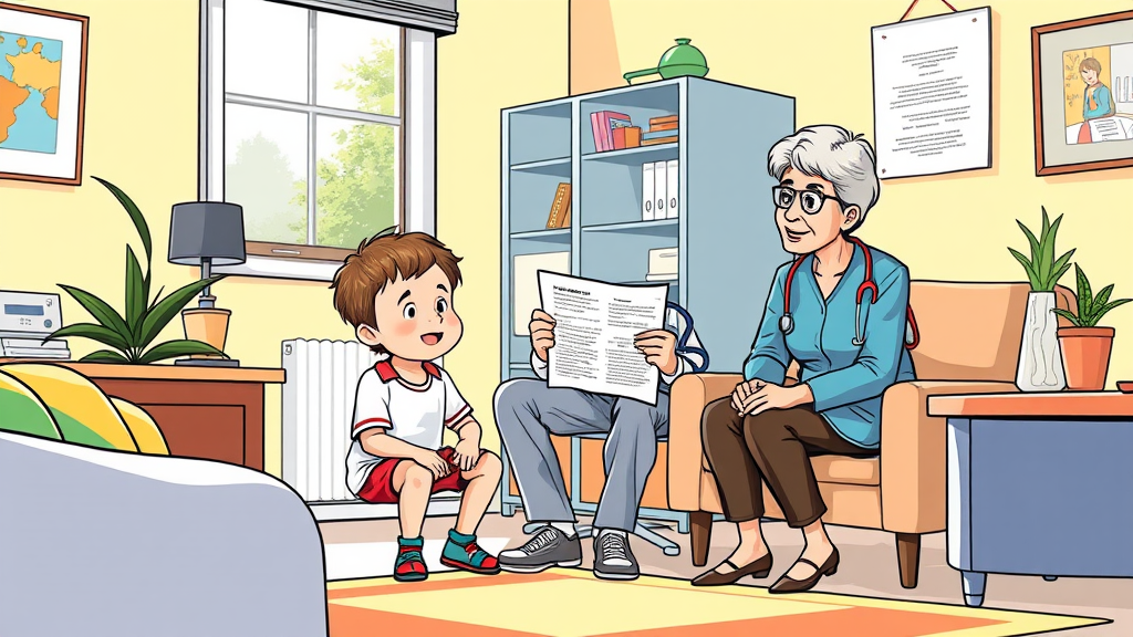 Healthcare Professional Explaining Study to Child and Caregiver