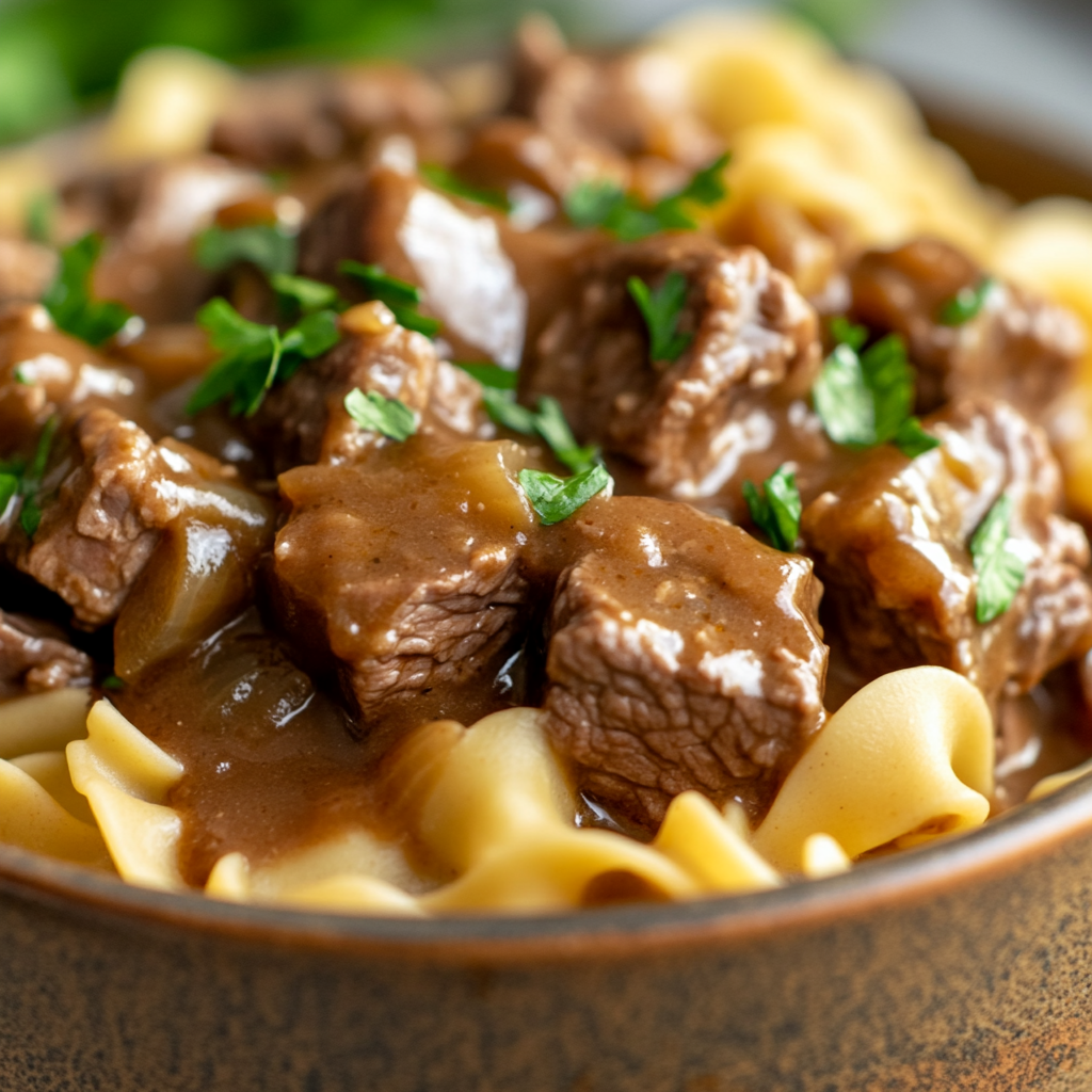 Hearty Beef Tips & Noodles: Savory comfort in a bowl