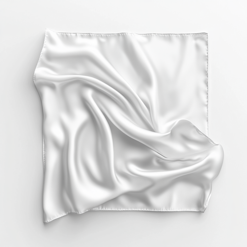 High-detail white silk scarf on clean background