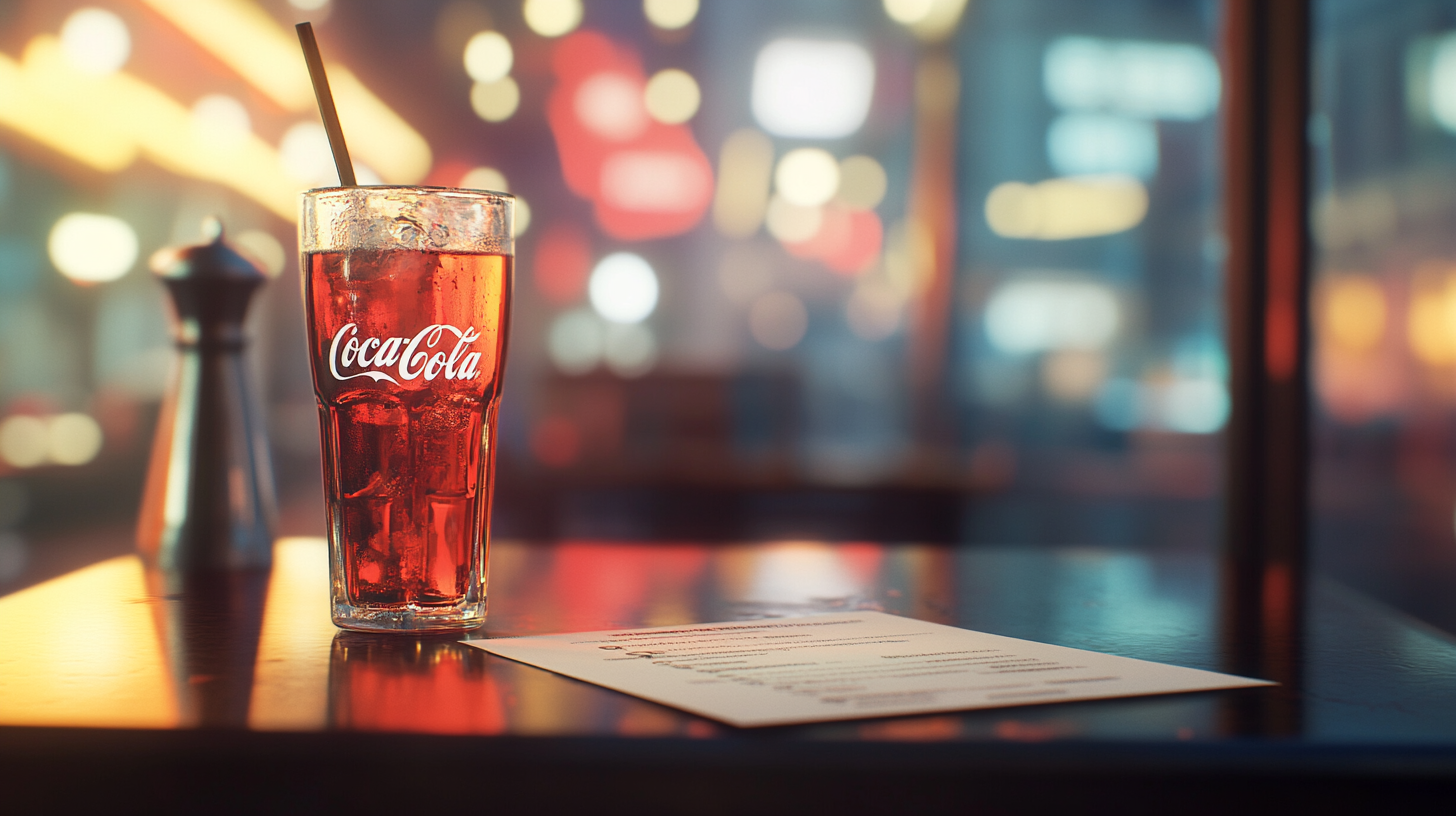 High-quality photo of Coca Cola menu card.