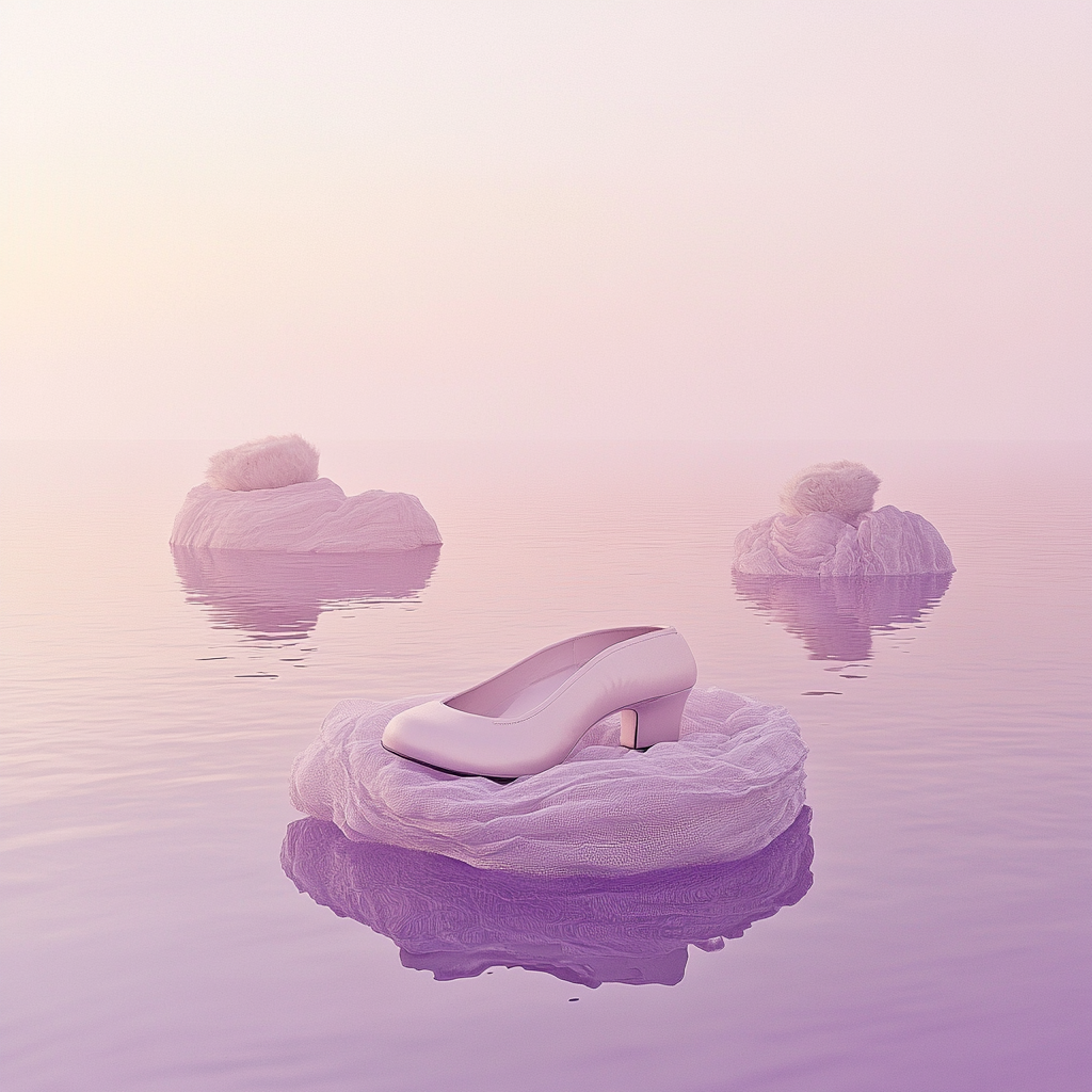 High-quality serene photo with mauve elements and shoe.