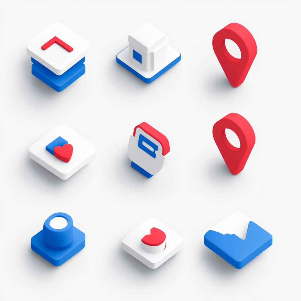 Highlight icons on Instagram with blue, white, red.