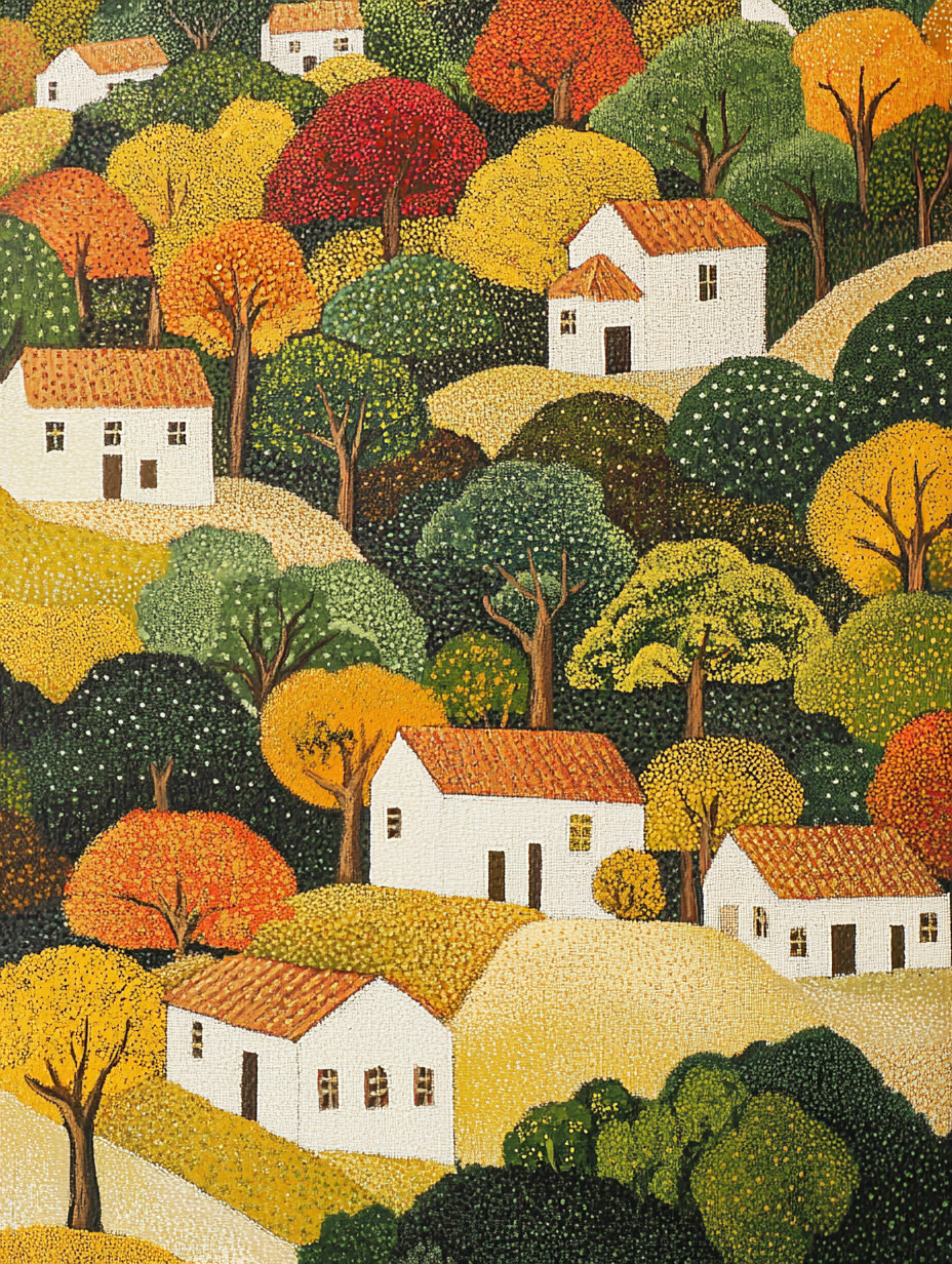 Hills of Brazil with Colorful Houses in Autumn