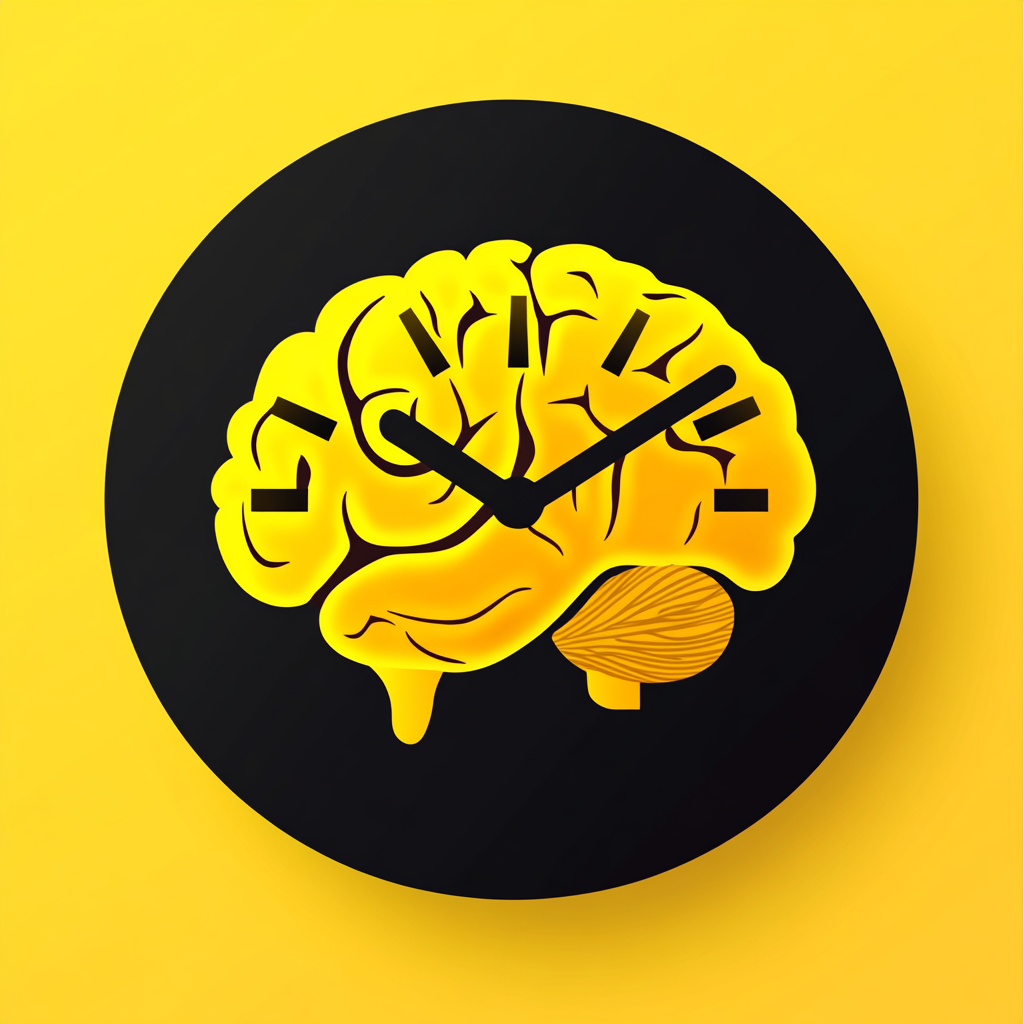 Icon of brain and clock in gradient color.