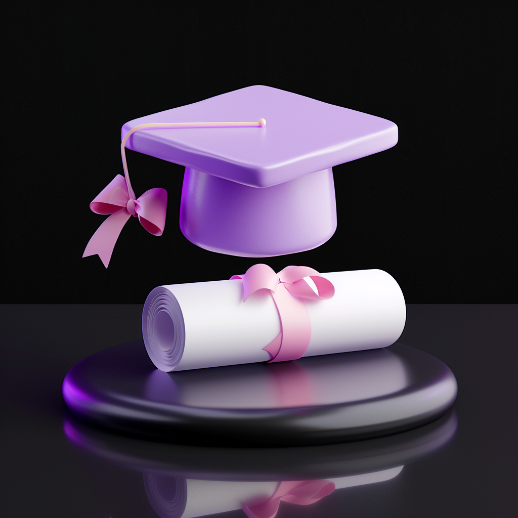 Iconic Exchange: Purple Cap, Pink Ribbon, White Diploma