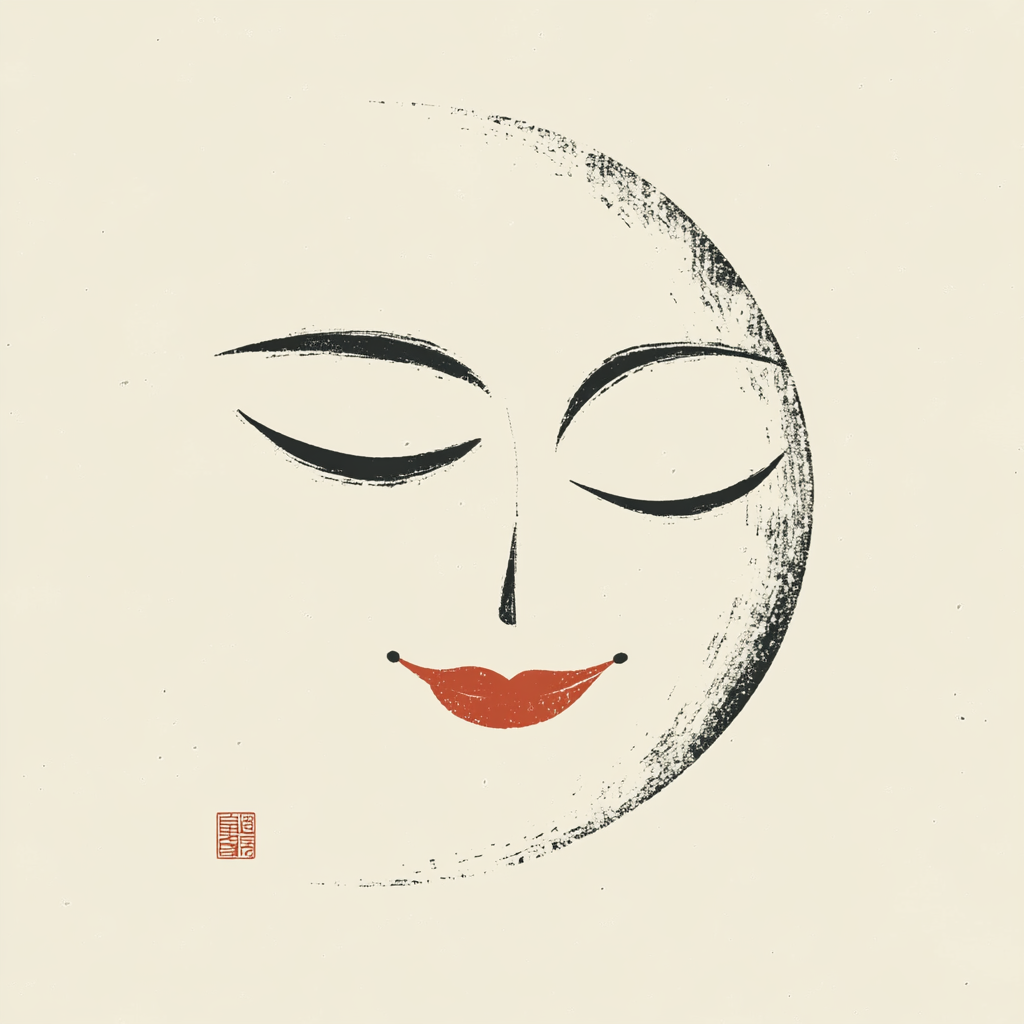 Illustration of a peaceful face in minimalistic style