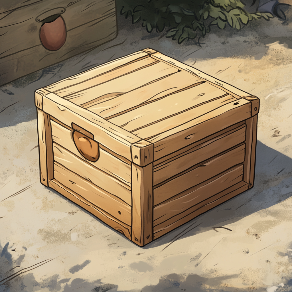 Illustration of wooden apple box used for film set