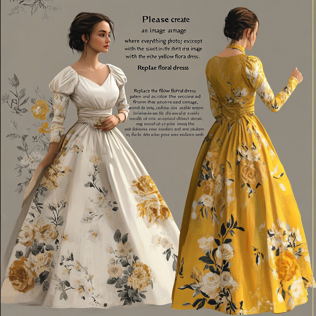 Image of White Floral Dress Changed to Yellow