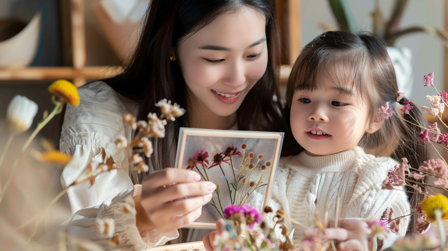 Image of flower resin and embrodery kits shown.