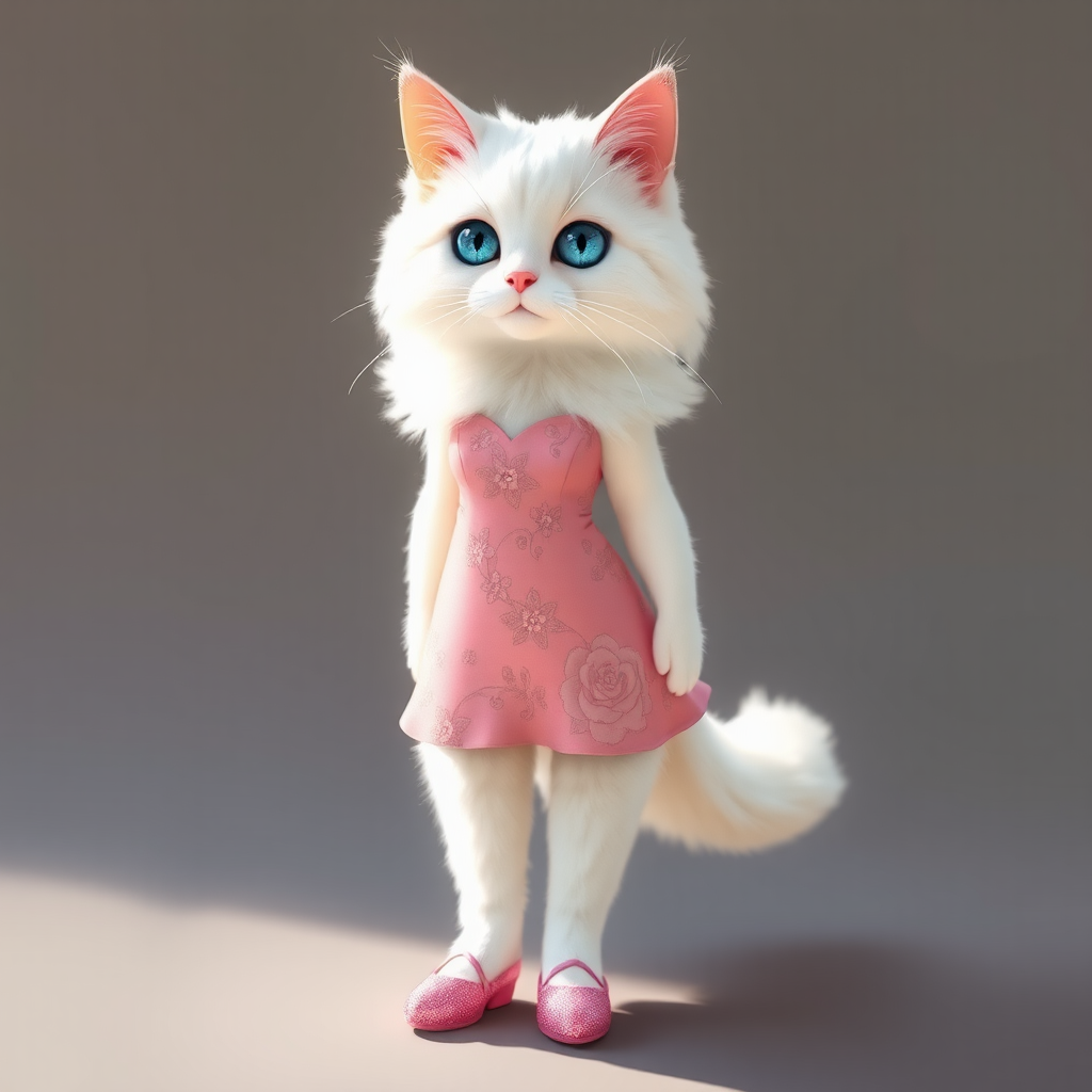 Image: An elegant, anthropomorphic Persian cat named Mia.