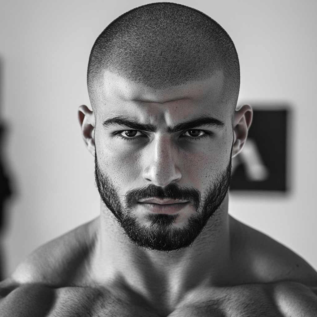 Image: Strong young man working out at gym