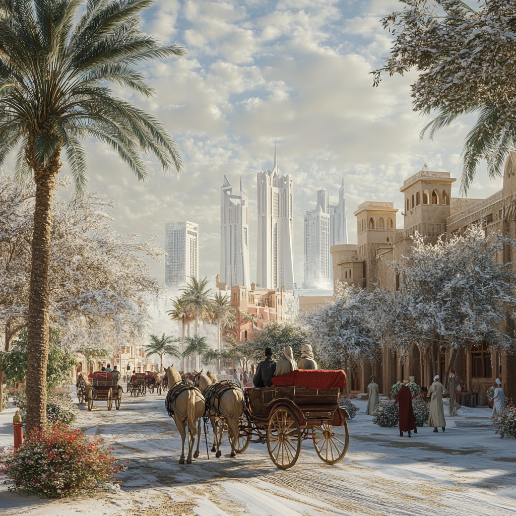 Imaginative 3D render of old Abu Dhabi city