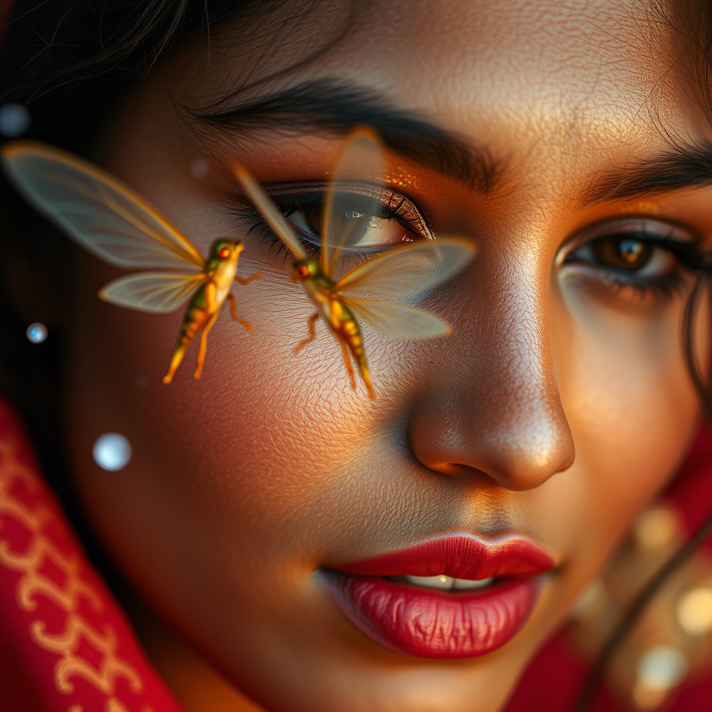 Indian woman with fairy in Nick Knight style