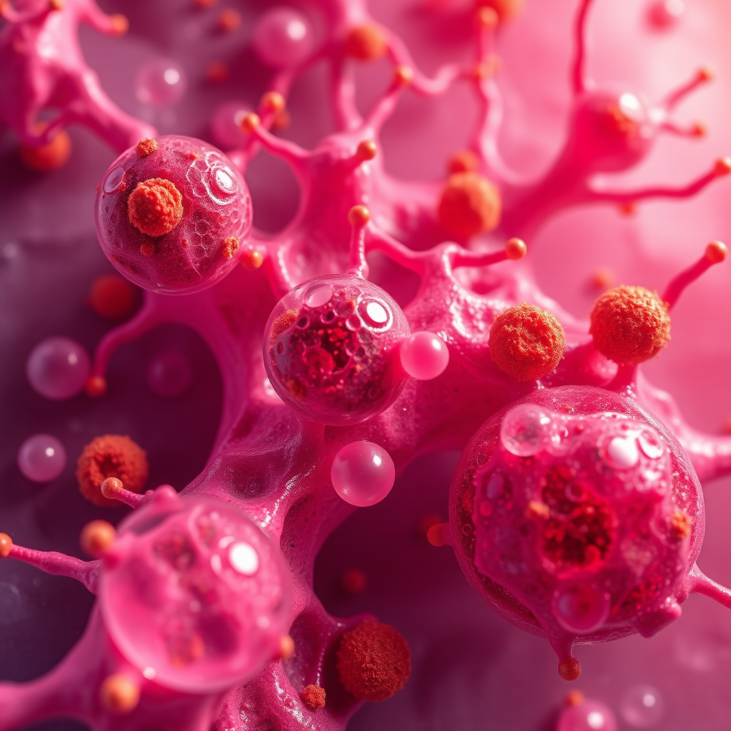 Inside a cell: parts called Mitochondrial matrix.