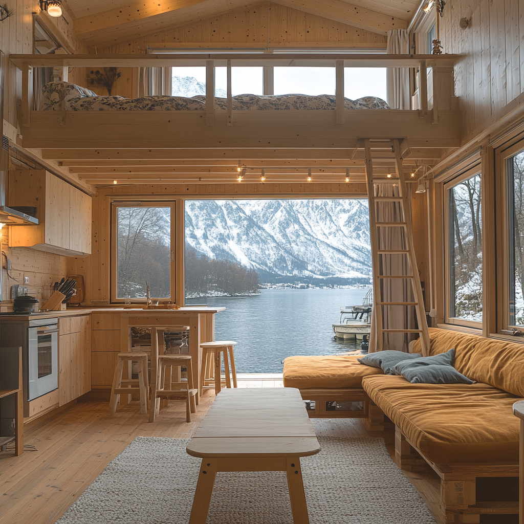 Inside a small Japanese home on a snowy mountain