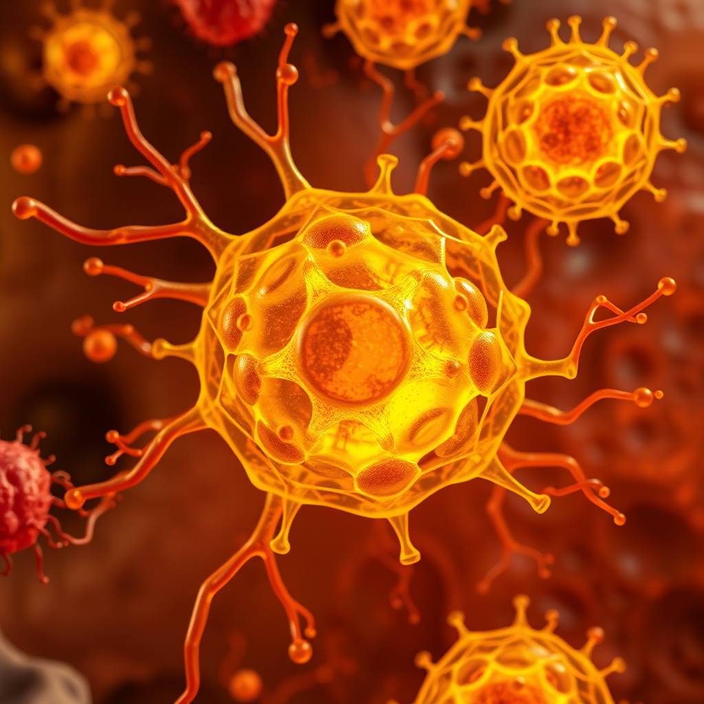 Inside the cell: Mitochondrial Matrix and cellular components.