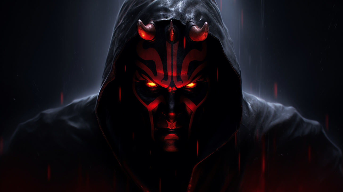 Intense Sith Figure: Red eyes, black hood, flames