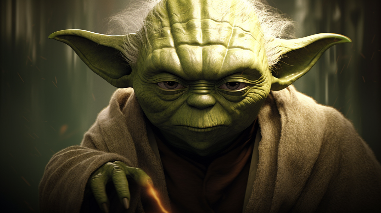 Intense Yoda portrait in mystical swamp setting