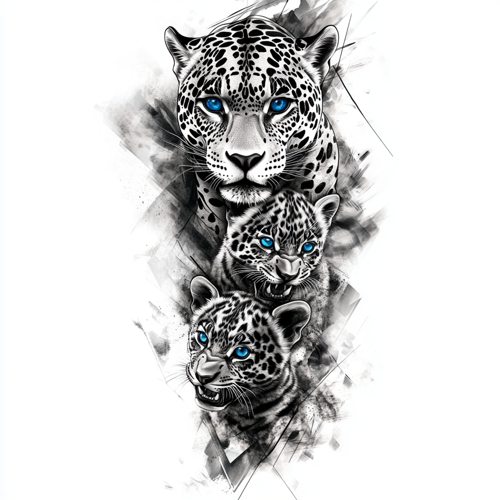 Intricate Black-and-White Jaguar Arm Tattoo Design