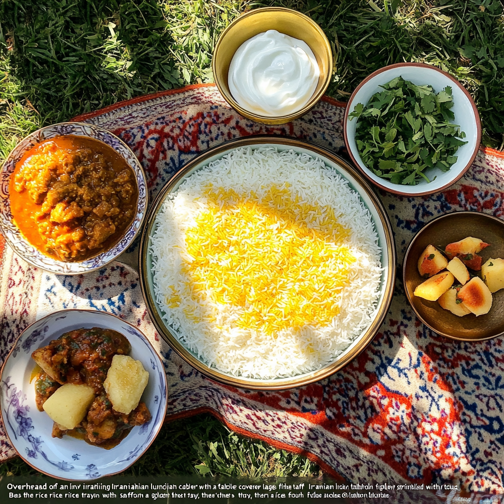 Iranian Homely Lunch Table on Green Lawn