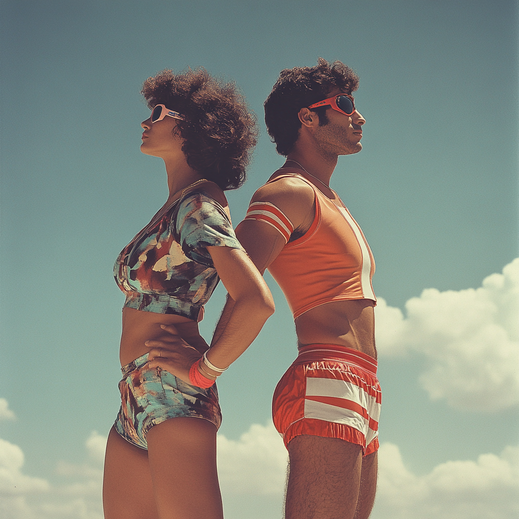 Israeli man and woman in 70's sports gear