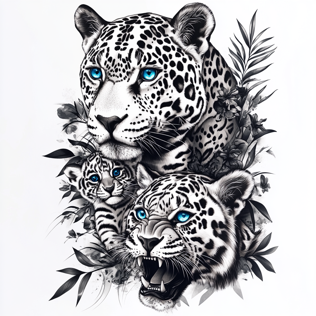 Jaguars and Tiger in Tattoo Art