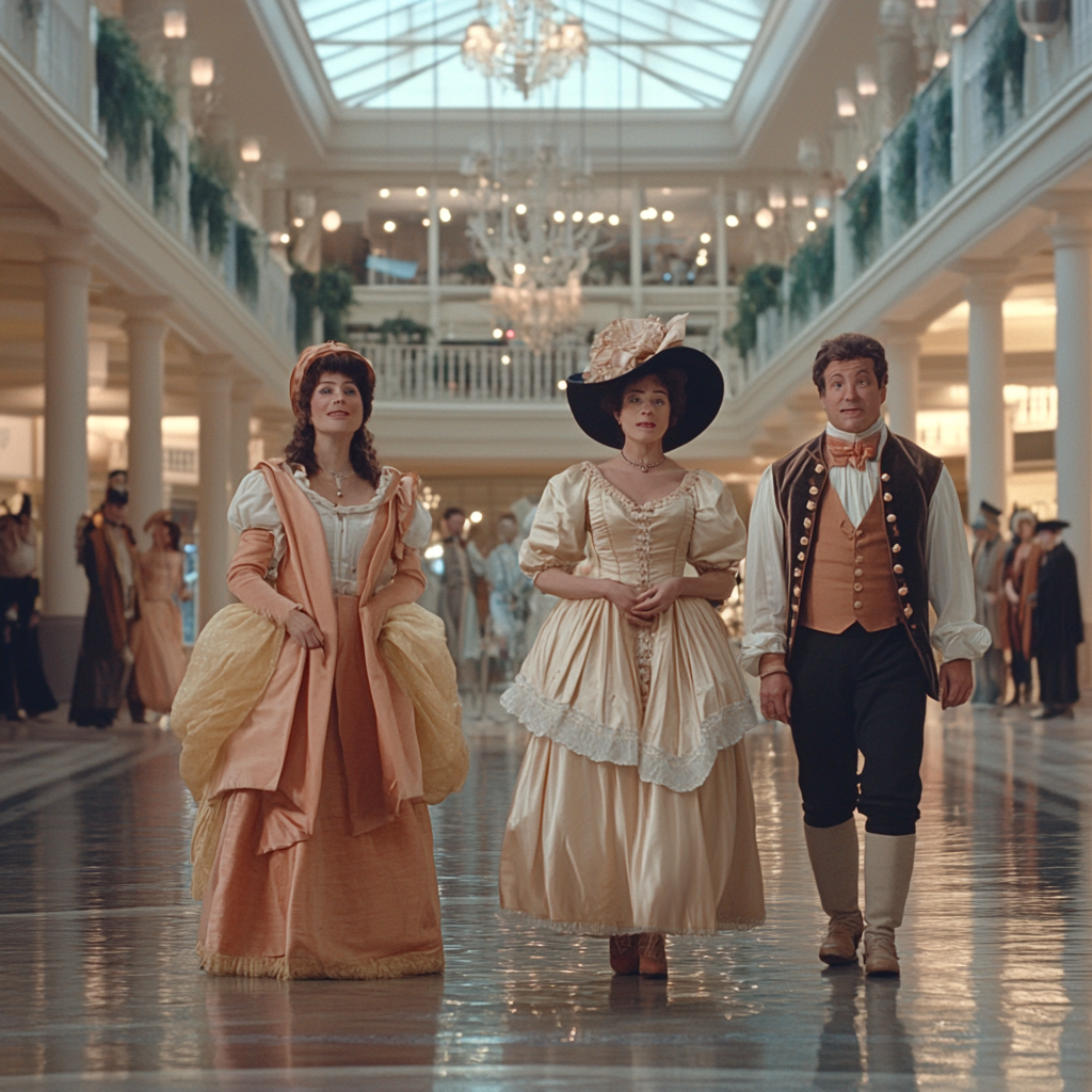 Jane Austen characters act in a hilarious mall.