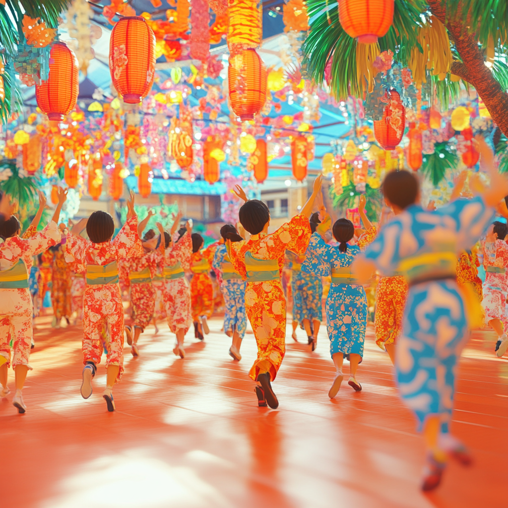 Japanese School Festival With Energetic Students, 1970s Style